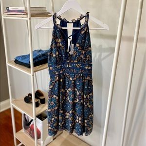 BCBGeneration Ruffle Floral Paisley Halter Dress